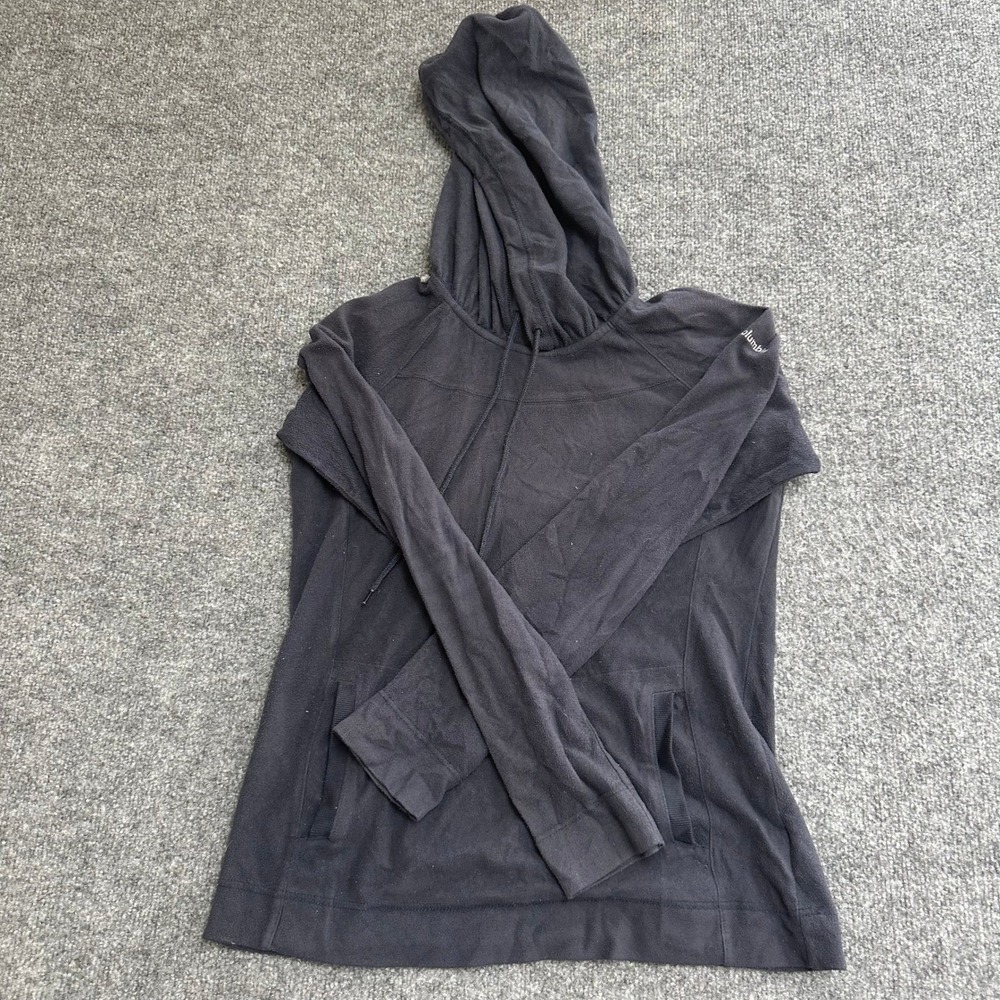 Columbia Hoodie Womens Size S Black Fleece Pullover Lightweight Outdoor Casual